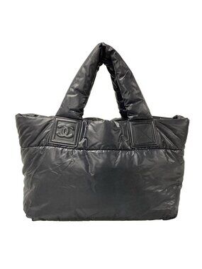 Chanel Tote Coco Cocoon PM Black Silver Leather